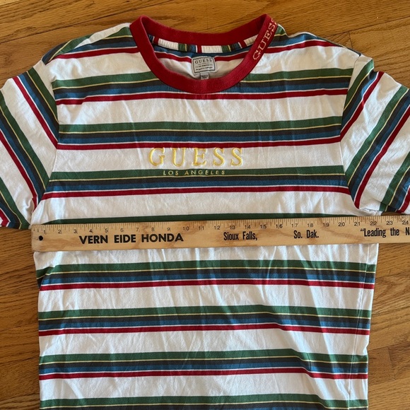 Guess Multicolor Striped Tee with Red Trim - Large - Picture 3 of 10